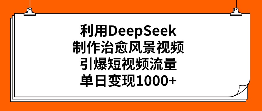 利用DeepSeek制作治愈风景视频，引爆短视频流量，单日变现1000+_网创掘金