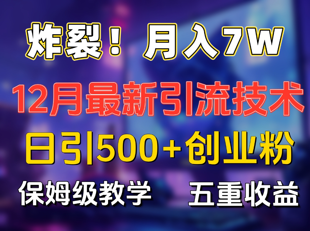 炸裂！月入7W+揭秘12月最新日引流500+精准创业粉，多重收益保姆级教学_网创掘金