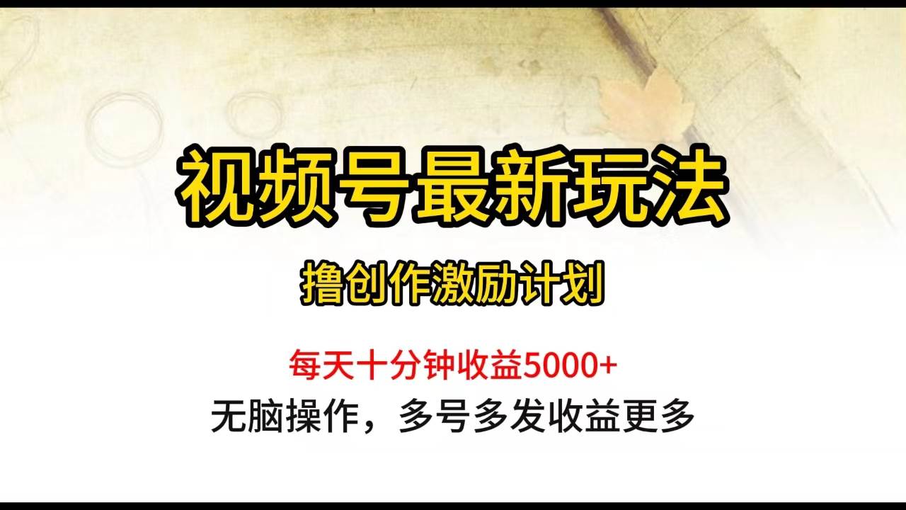 视频号最新玩法，每日一小时月入5000+_网创掘金