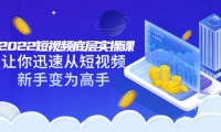 2022短视频底层实操课:让你迅速从短视频新手变为高手(价值7980元)_网创掘金