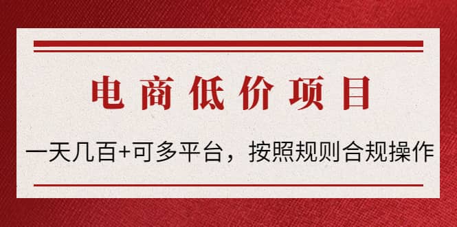 电商低价赔FU项目：按照规则合规操作_网创掘金