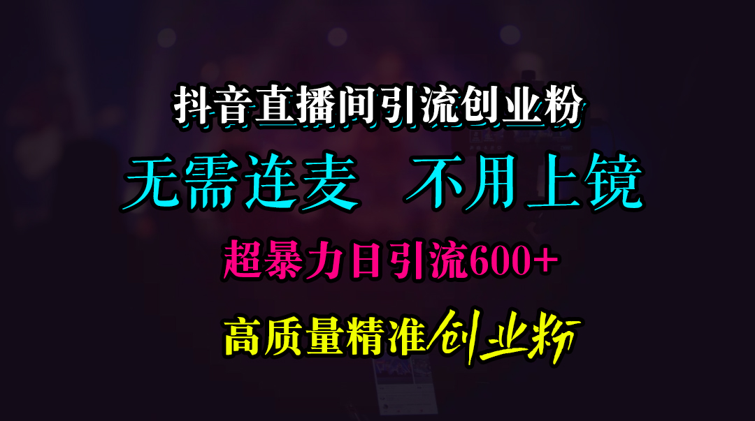 抖音直播间引流创业粉，无需连麦、无需上镜，超暴力日引流600+高质量精准创业粉_网创掘金