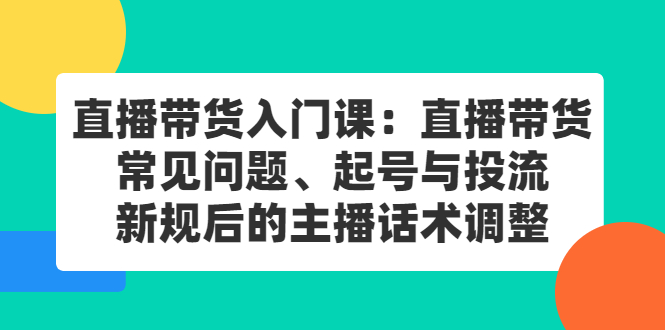 直播带货入门课：直播带货常见问题、起号与投流、新规后的主播话术调整_网创掘金