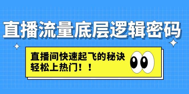 直播流量底层逻辑密码：直播间快速起飞的秘诀，轻松上热门_网创掘金