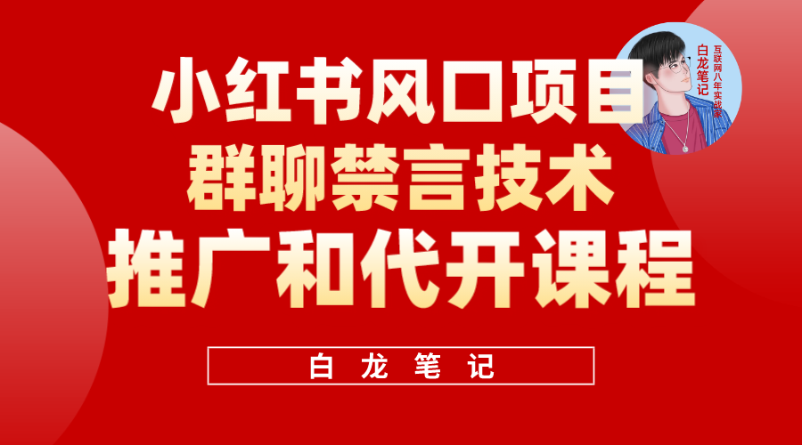 小红书风口项目日入300+，小红书群聊禁言技术代开项目，适合新手操作_网创掘金