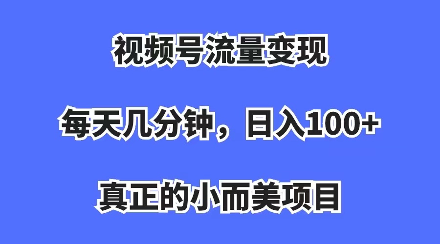 视频号流量变现，每天几分钟，收入100+，真正的小而美项目_网创掘金