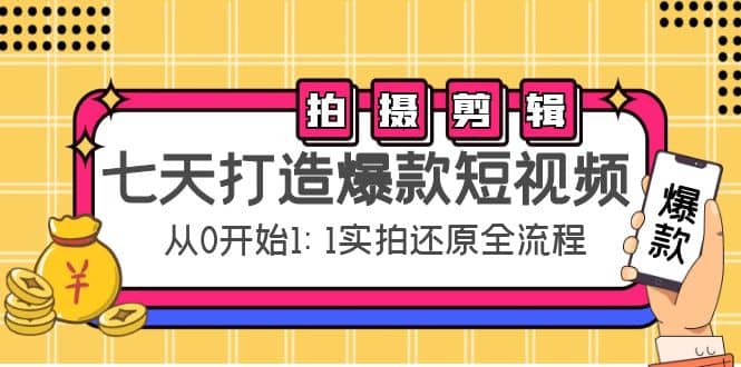 七天打造爆款短视频：拍摄+剪辑实操，从0开始1:1实拍还原实操全流程_网创掘金