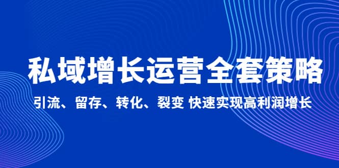 私域增长运营全套策略：引流、留存、转化、裂变 快速实现高利润增长_网创掘金