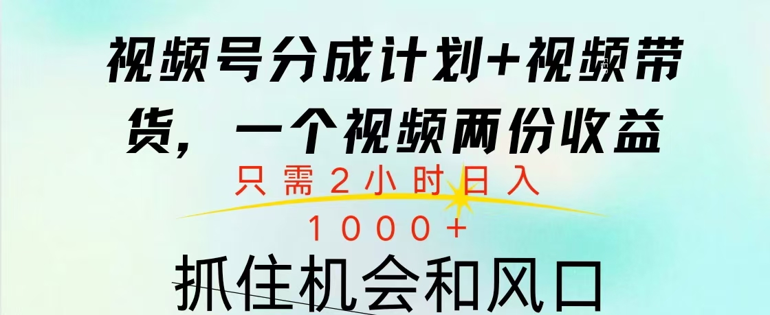 视频号橱窗带货， 10分钟一个视频， 2份收益，日入1000+_网创掘金