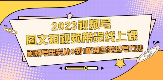 2023视频号-图文短视频带货线上课，视频号带货从0到1梳理各类起号方法_网创掘金