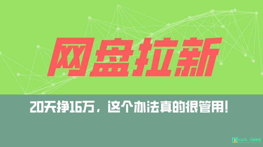 网盘拉新+私域全自动玩法，0粉起号，小白可做，当天见收益，已测单日破5000_网创掘金