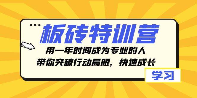 板砖特训营，用一年时间成为专业的人，带你突破行动局限，快速成长_网创掘金