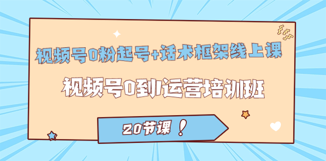 视频号·0粉起号+话术框架线上课：视频号0到1运营培训班（20节课）_网创掘金