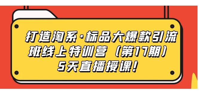 打造淘系·标品大爆款引流班线上特训营5天直播授课！_网创掘金