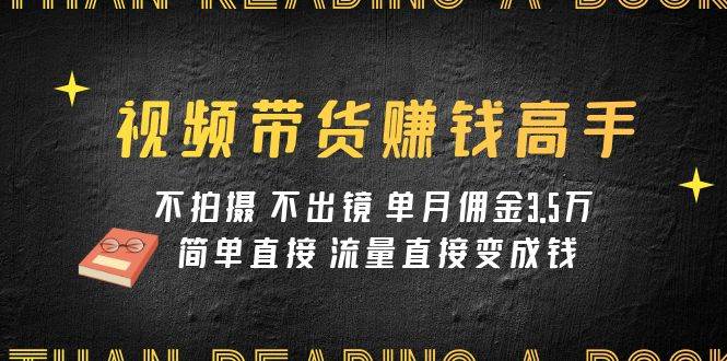 视频带货赚钱高手课程：不拍摄 不出镜 单月佣金3.5w 简单直接 流量直接变钱_网创掘金