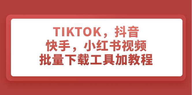 TIKTOK，抖音，快手，小红书视频批量下载工具加教程_网创掘金