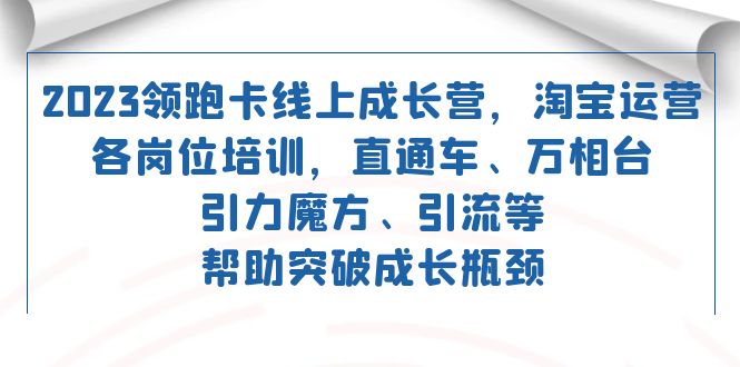 2023领跑·卡 线上成长营 淘宝运营各岗位培训 直通车 万相台 引力魔方 引流_网创掘金