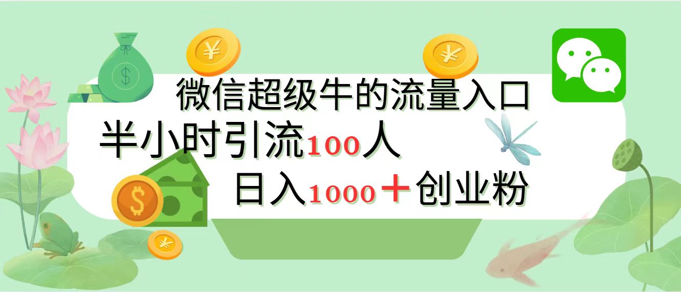 新的引流变现阵地，微信超级牛的流量入口，半小时引流100人，日入1000+创业粉_网创掘金