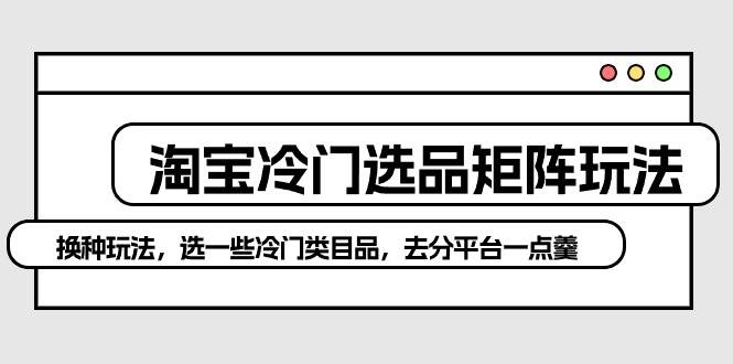 淘宝冷门选品矩阵玩法：换种玩法，选一些冷门类目品，去分平台一点羹_网创掘金