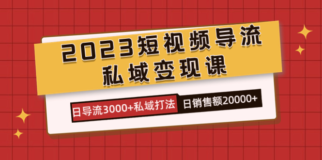 2023短视频导流·私域变现课，日导流3000+私域打法  日销售额2w+_网创掘金