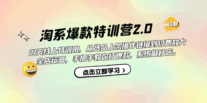 淘系爆款特训营2.0【第六期】从选品上架到付费放大 全店运营 打爆款 做好店_网创掘金