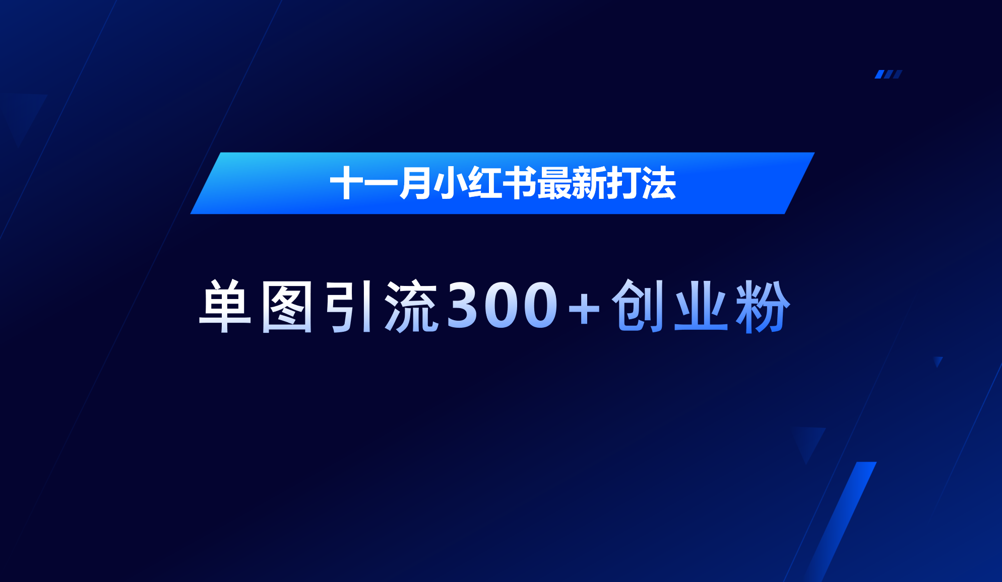 十一月，小红书最新打法，单图引流300+创业粉_网创掘金
