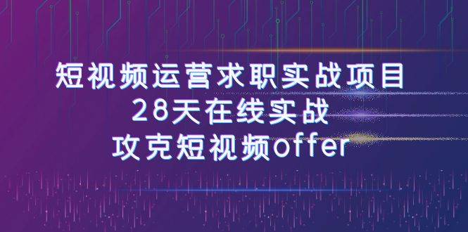 短视频运-营求职实战项目，28天在线实战，攻克短视频offer（46节课）_网创掘金