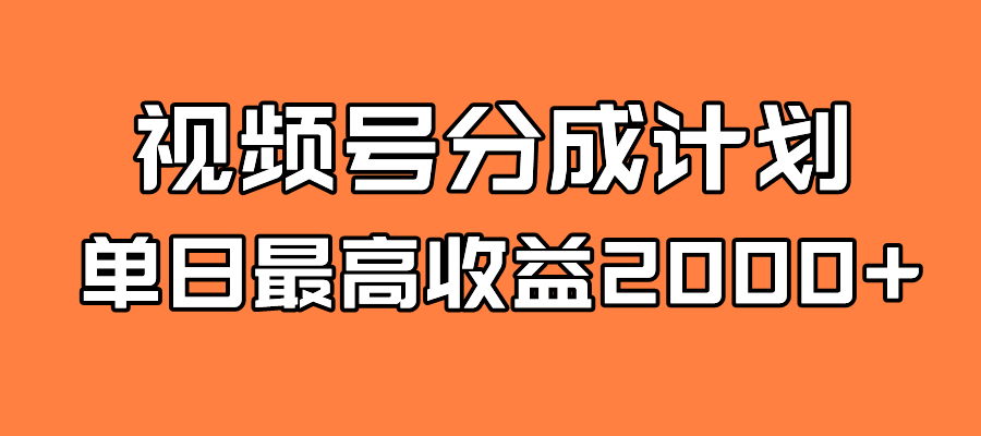 全新蓝海 视频号掘金计划 日入2000+_网创掘金