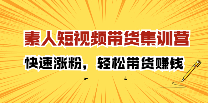 素人短视频带货集训营：快速涨粉，轻松带货赚钱_网创掘金