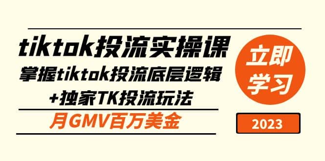 tiktok投流实操课：掌握tiktok投流底层逻辑+独家TK投流玩法_网创掘金