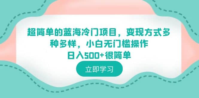 超简单的蓝海冷门项目，变现方式多种多样，小白无门槛操作日入500+很简单_网创掘金