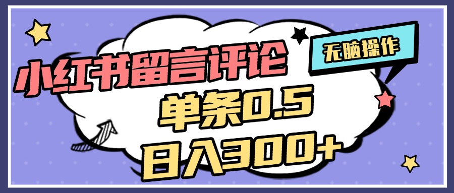 2025最新小红书评论单条0.5元，日入300＋，无上限，详细操作流程_网创掘金