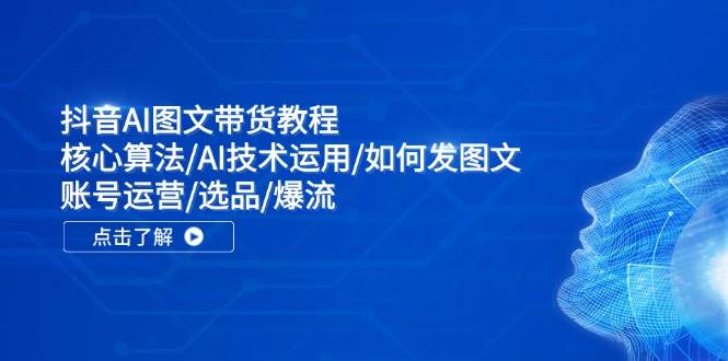 抖音AI图文带货教程：核心算法/AI技术运用/如何发图文/账号运营/选品/爆流_网创掘金