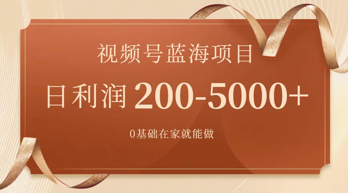 视频号蓝海项目，0基础在家也能做，一天200-5000+【附266G资料】_网创掘金