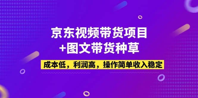 京东视频带货项目+图文带货种草，成本低，利润高，操作简单收入稳定_网创掘金