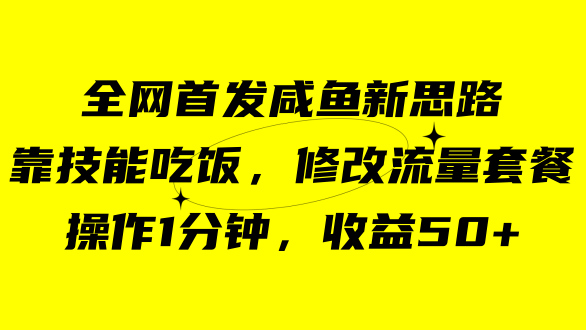 咸鱼冷门新玩法，靠“技能吃饭”，修改流量套餐，操作1分钟，收益50+_网创掘金