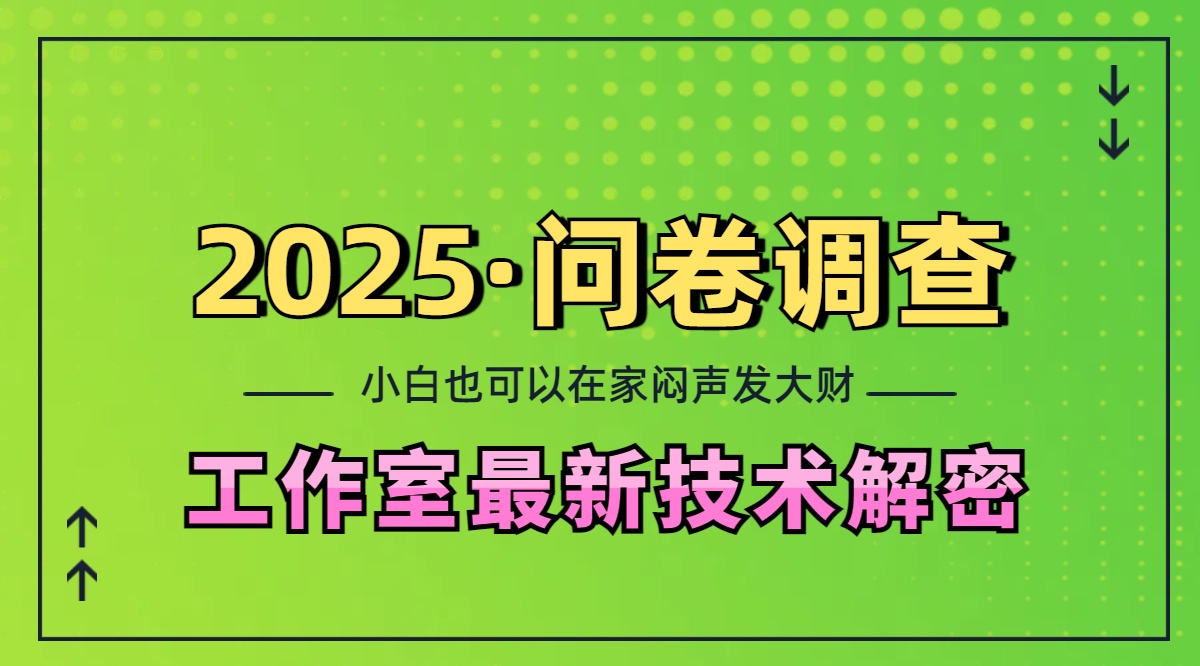 2025《问卷调查》最新工作室技术解密：一个人在家也可以闷声发大财，小白一天200+，可矩阵放大_网创掘金