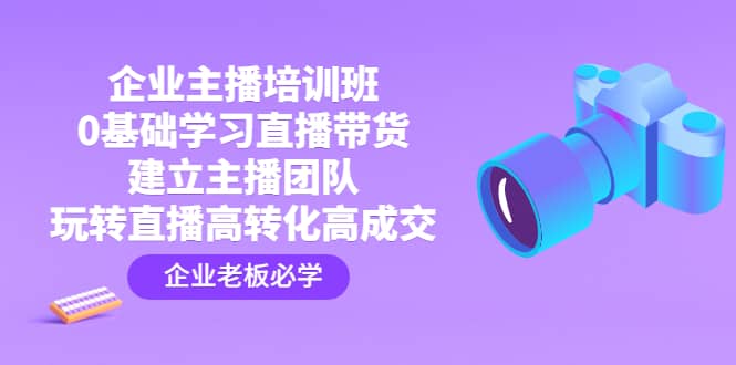 企业主播培训班：0基础学习直播带货，建立主播团队，玩转直播高转化高成交_网创掘金