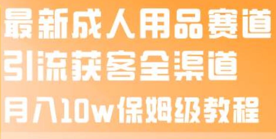 最新成人用品赛道引流获客全渠道，月入10w保姆级教程_网创掘金