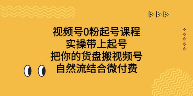 视频号0粉起号课程 实操带上起号 把你的货盘搬视频号 自然流结合微付费_网创掘金