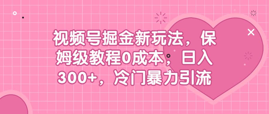 视频号掘金新玩法，保姆级教程0成本，日入300+，冷门暴力引流_网创掘金