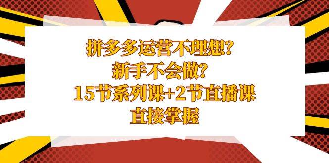 拼多多运营不理想？新手不会做？15节系列课+2节直播课，直接掌握_网创掘金