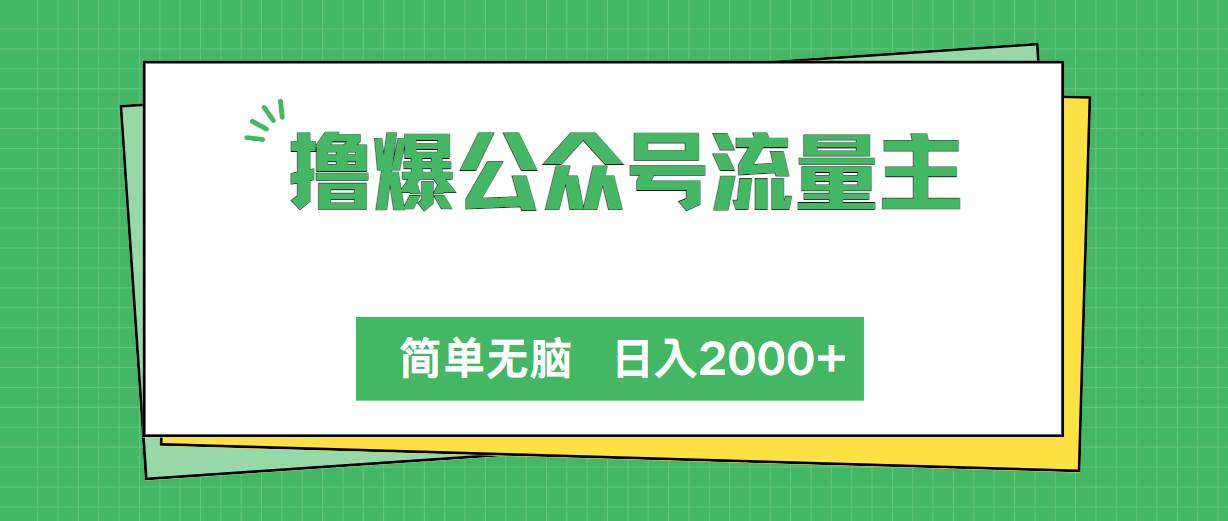 撸爆公众号流量主，简单无脑，单日变现2000+_网创掘金