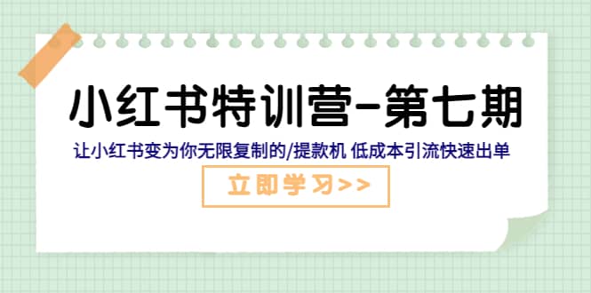 小红书特训营-第七期 让小红书变为你无限复制的/提款机 低成本引流快速出单_网创掘金