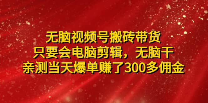 无脑视频号搬砖带货，只要会电脑剪辑，无脑干_网创掘金