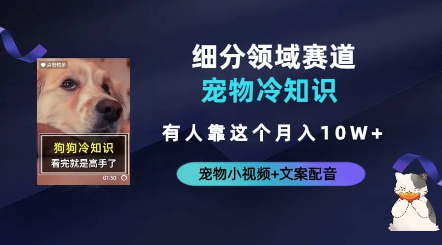 不起眼的抖音细分赛道-宠物冷知识，一段宠物视频配文案，有人靠这个月入10w_网创掘金
