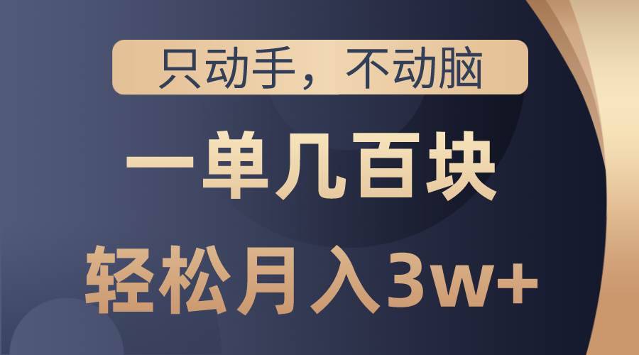 只动手不动脑，一单几百块，轻松月入3w+，看完就能直接操作，详细教程_网创掘金
