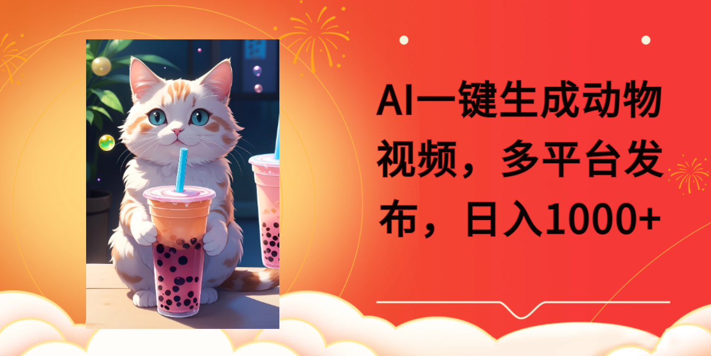 AI一键生成动物搞笑视频，多平台发布，轻松破千万播放，日入2000+_网创掘金