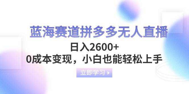 蓝海赛道拼多多无人直播，日入2600+，0成本变现，小白也能轻松上手_网创掘金
