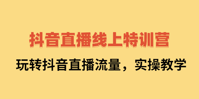 抖音直播线上特训营：玩转抖音直播流量，实操教学_网创掘金